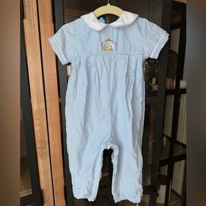 Anavini Nativity smock longall romper baby boy toddler embroidered corduroy